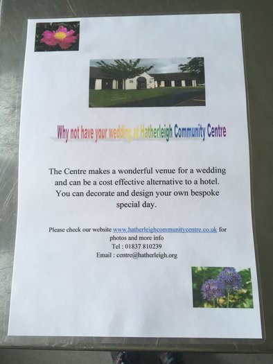 WEDDINGS AT HATHERLEIGH COMMUNITY CENTRE